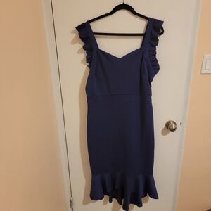 GraceKarin Dress Womens Size XL Indigo Ruffled Coquette Barbiecore Lagenlook Nwt